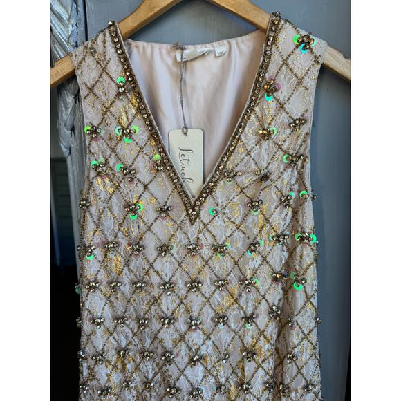 NWT Anthropologie Dress Sz XS Mini Crystal Embellished Evening Shift - Picture 5 of 12